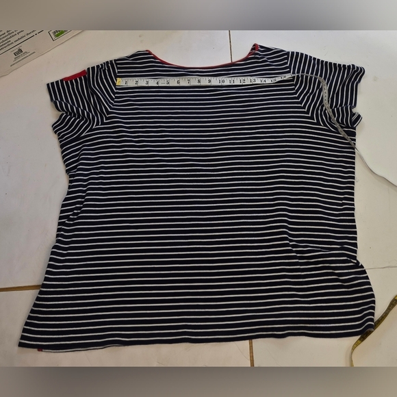 Ralph Lauren Women's Navy and White Striped Tee. 100% Cotton 3X - Picture 7 of 13